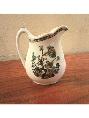 Antique Indian Tree Pattern Small Pitcher Jug Gold Trim OP Co Syracuse China